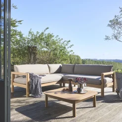 Salotto da giardino ad angolo in legno di acacia, 5 posti