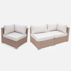 Salotto da giardino angolare in resina intrecciata, 8-10 posti