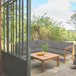 Salotto da giardino angolare in acacia, 5 posti