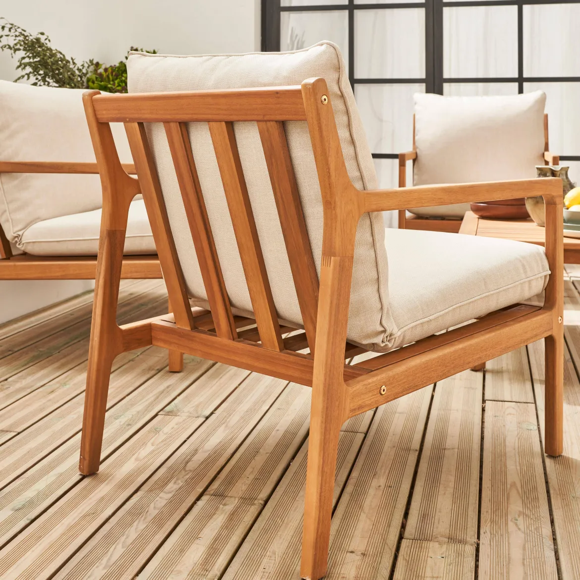 Salotto da giardino in acacia, 4 posti