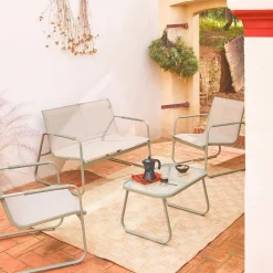 Salotto da giardino in acciaio, 4 posti