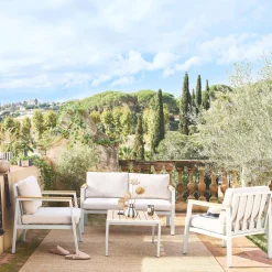 Salotto da giardino in alluminio e polipropilene, 4 posti