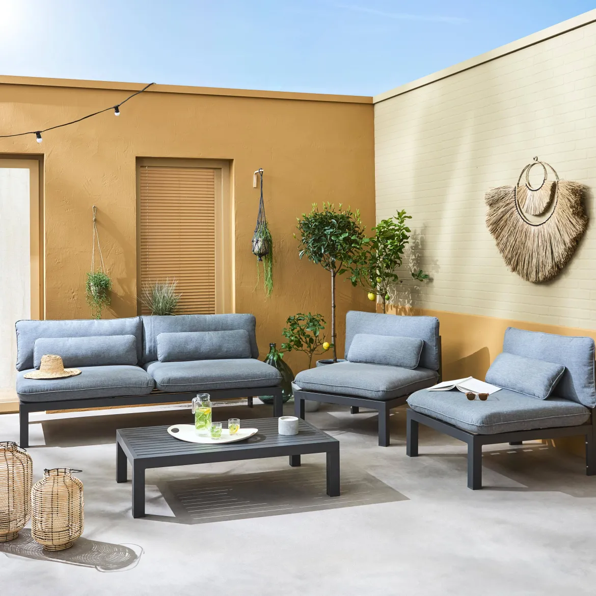 Salotto da giardino in alluminio, 5 posti