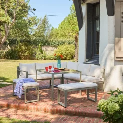 Salotto da giardino in alluminio, 9 posti