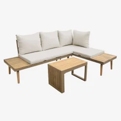 Salotto da giardino in alluminio e acacia, 4 posti