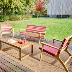 Salotto da giardino in legno di acacia e resina, 4 posti