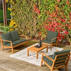 Salotto da giardino in legno di acacia, 4 posti