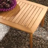 Salotto da giardino in legno di acacia e tessuto beige, 4 posti