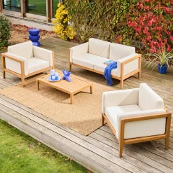 Salotto da giardino in legno di acacia, 4 posti