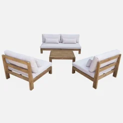 Salotto da giardino in legno, 5 posti