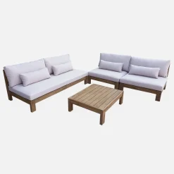 Salotto da giardino in legno, 5 posti
