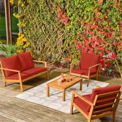 Salotto da giardino in legno di acacia, 4 posti