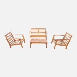 Salotto da giardino in legno, 4 posti