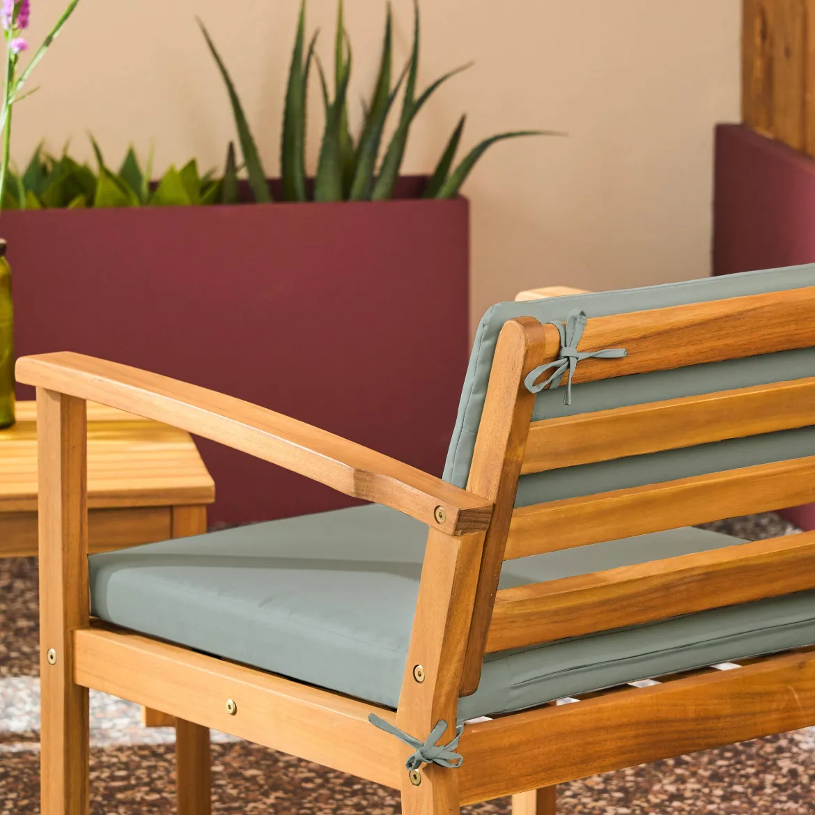 Salotto da giardino in legno di acacia, 4 posti