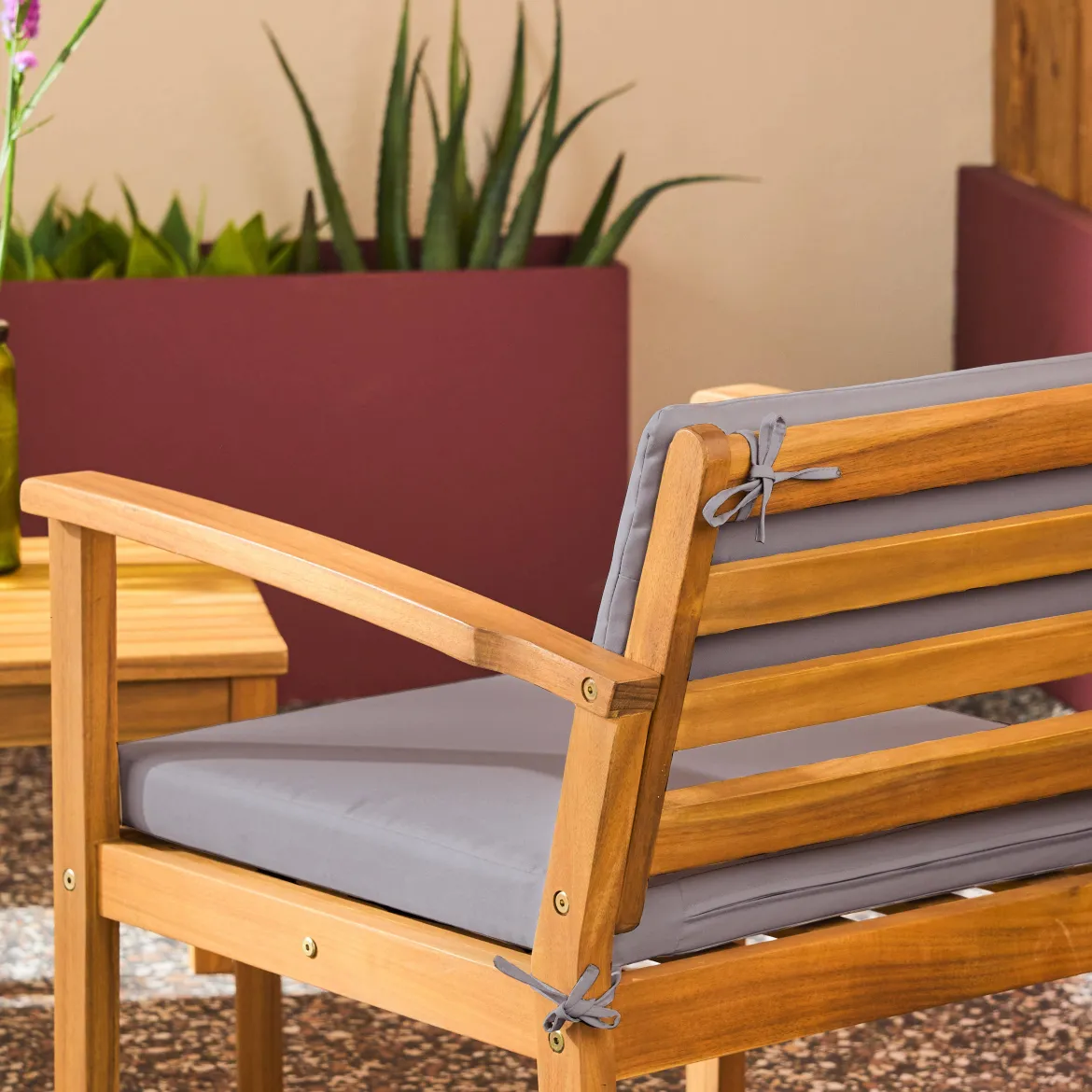Salotto da giardino in legno di acacia, 4 posti