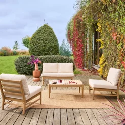 Salotto da giardino in legno di acacia, 4 posti