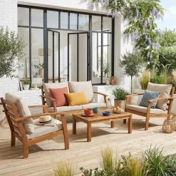 Salotto da giardino in legno, 4 posti