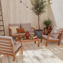 Salotto da giardino in legno, 4 posti