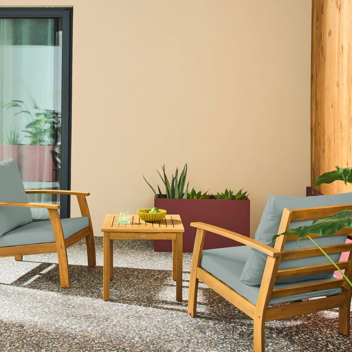Salotto da giardino in legno di acacia, 2 posti