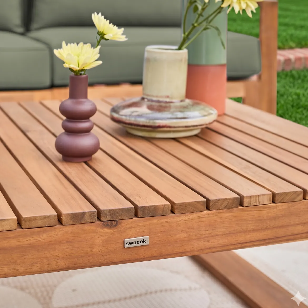 Salotto da giardino in legno, 5 posti