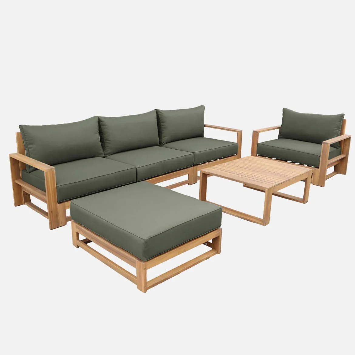 Salotto da giardino in legno, 5 posti