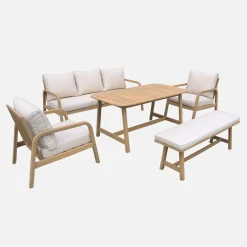 Salotto da giardino in legno di acacia, 7 posti