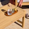 Salotto da giardino in legno di acacia e canna intrecciata, 4 posti