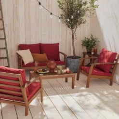 Salotto da giardino in legno, 4 posti