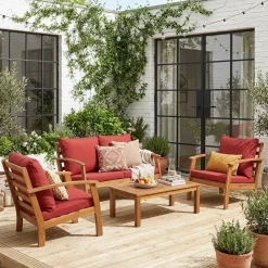 Salotto da giardino in legno, 4 posti