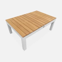 Salotto da giardino in legno di eucalipto e alluminio, 5 posti
