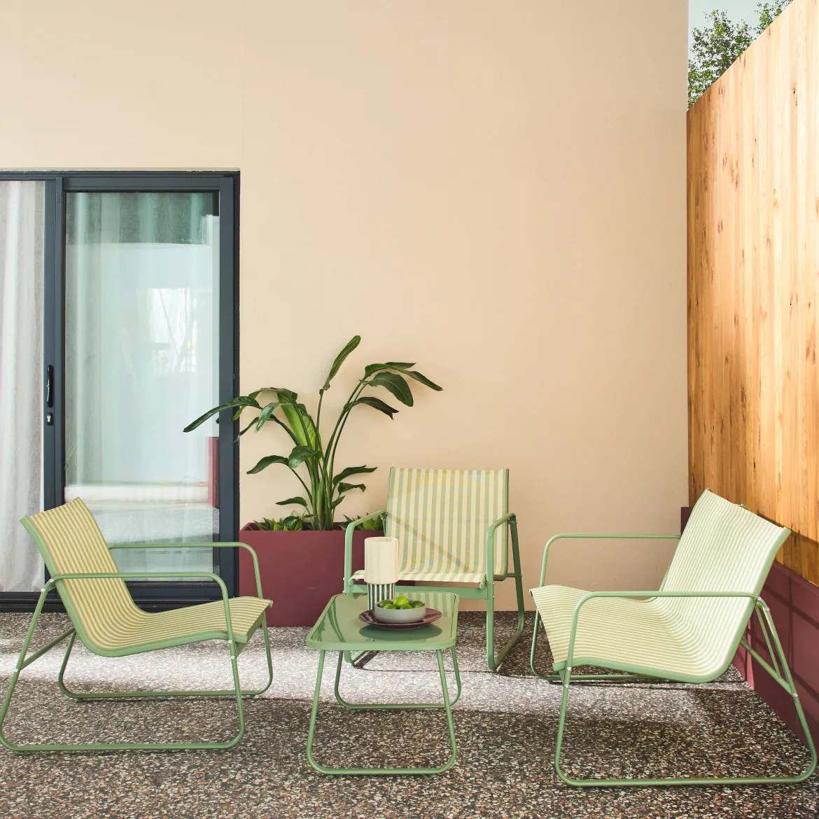 Salotto da giardino in metallo, 4 posti