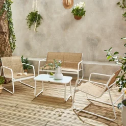 Salotto da giardino in metallo, 4 posti