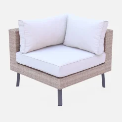 Salotto da giardino in resina intrecciata piatta, 5 posti