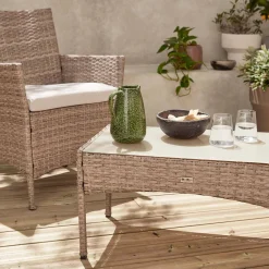 Salotto da giardino in resina intrecciata, 4 posti