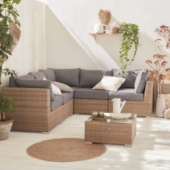 Salotto da giardino in resina intrecciata, 5 posti