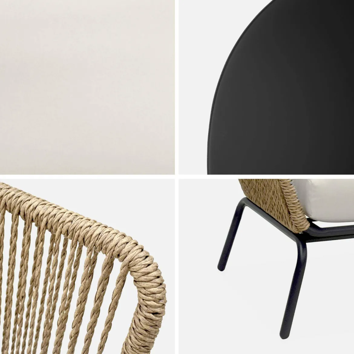 Salotto da giardino in resina intrecciata effetto rattan, 4 posti