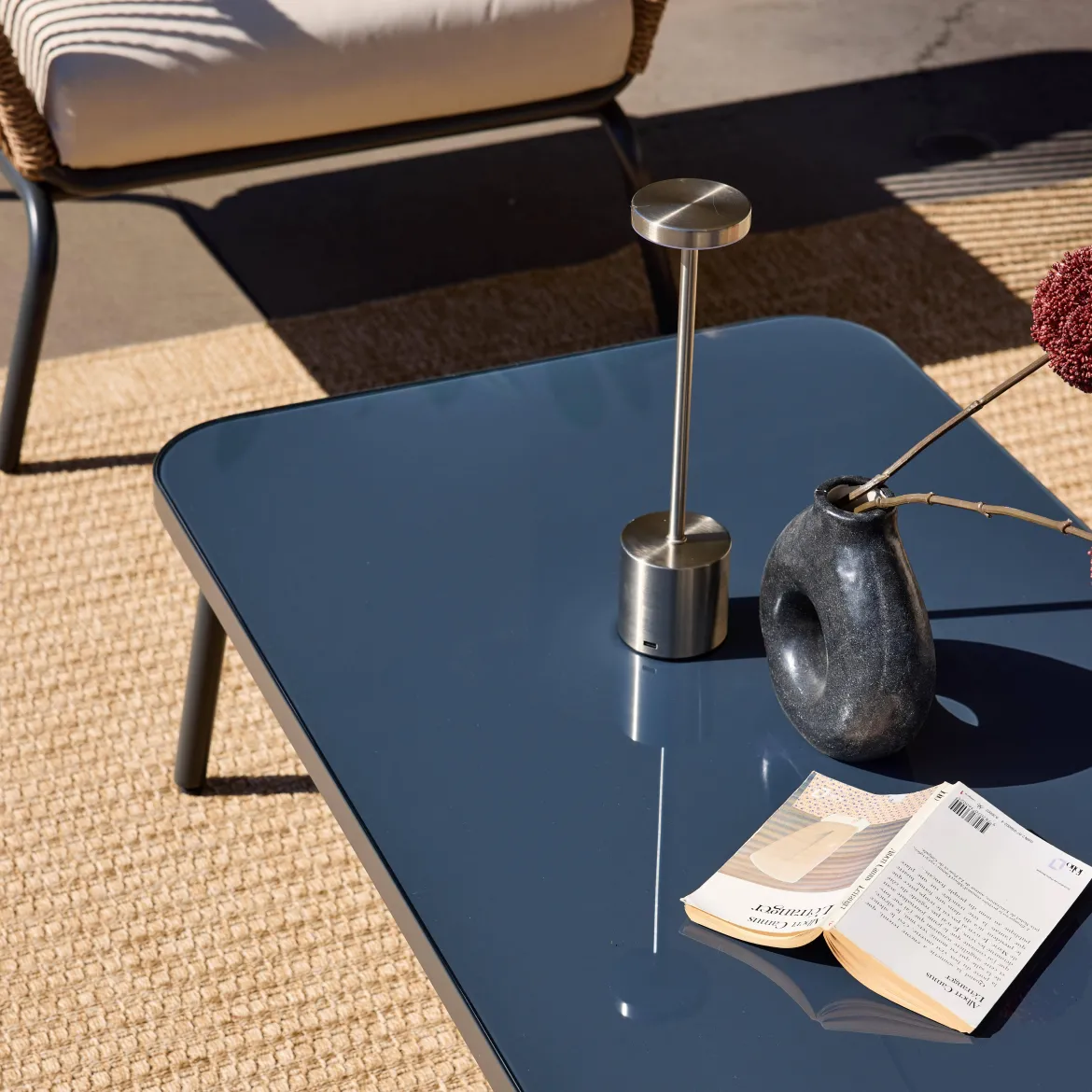 Salotto da giardino in resina intrecciata effetto rattan, 5 posti