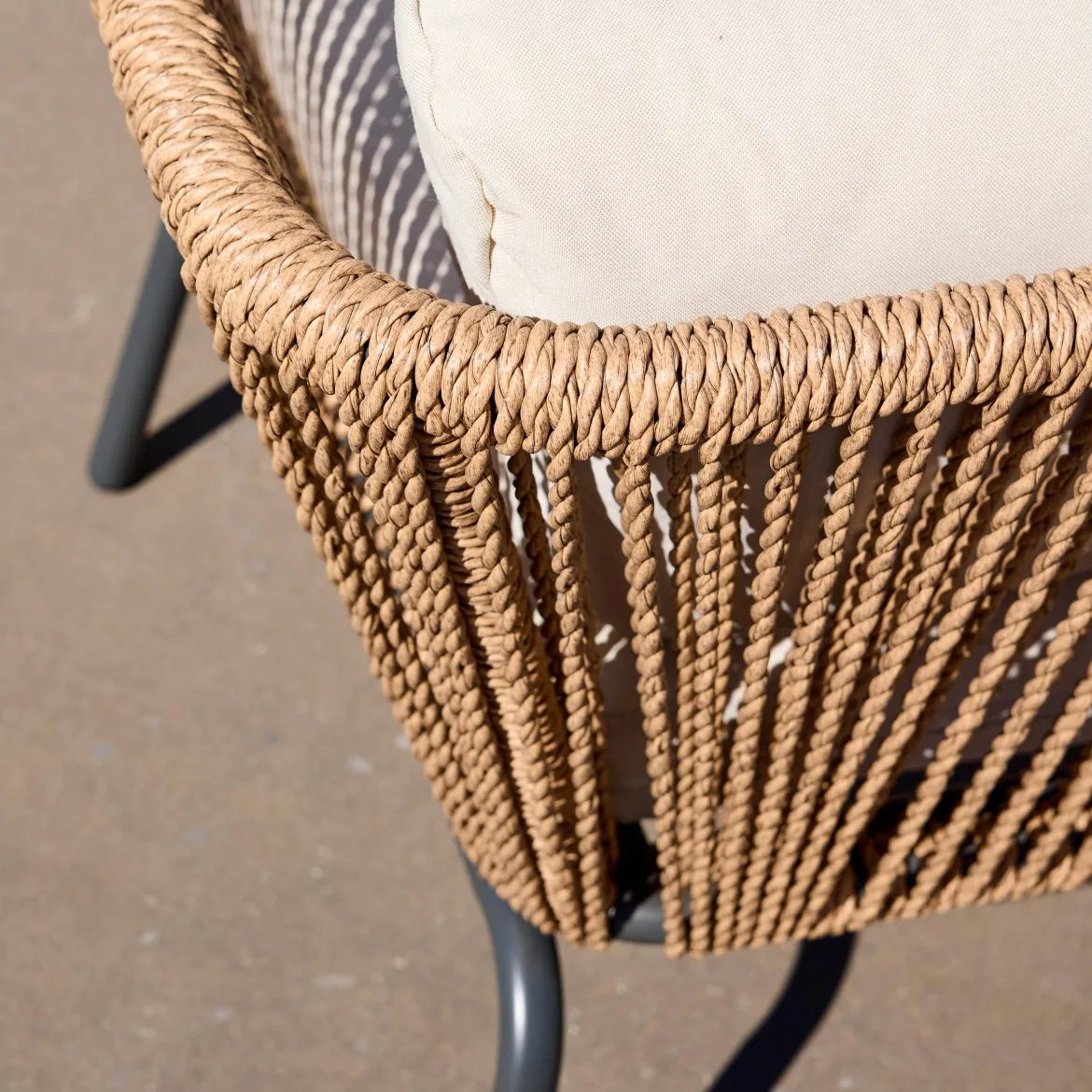 Salotto da giardino in resina intrecciata effetto rattan, 5 posti