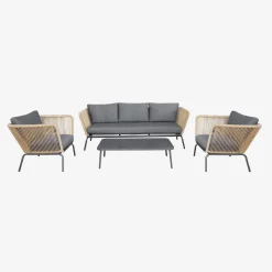 Salotto da giardino in resina intrecciata effetto rattan, 5 posti