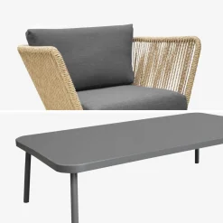 Salotto da giardino in resina intrecciata effetto rattan, 5 posti