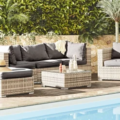 Salotto da giardino in resina intrecciata, 5 posti