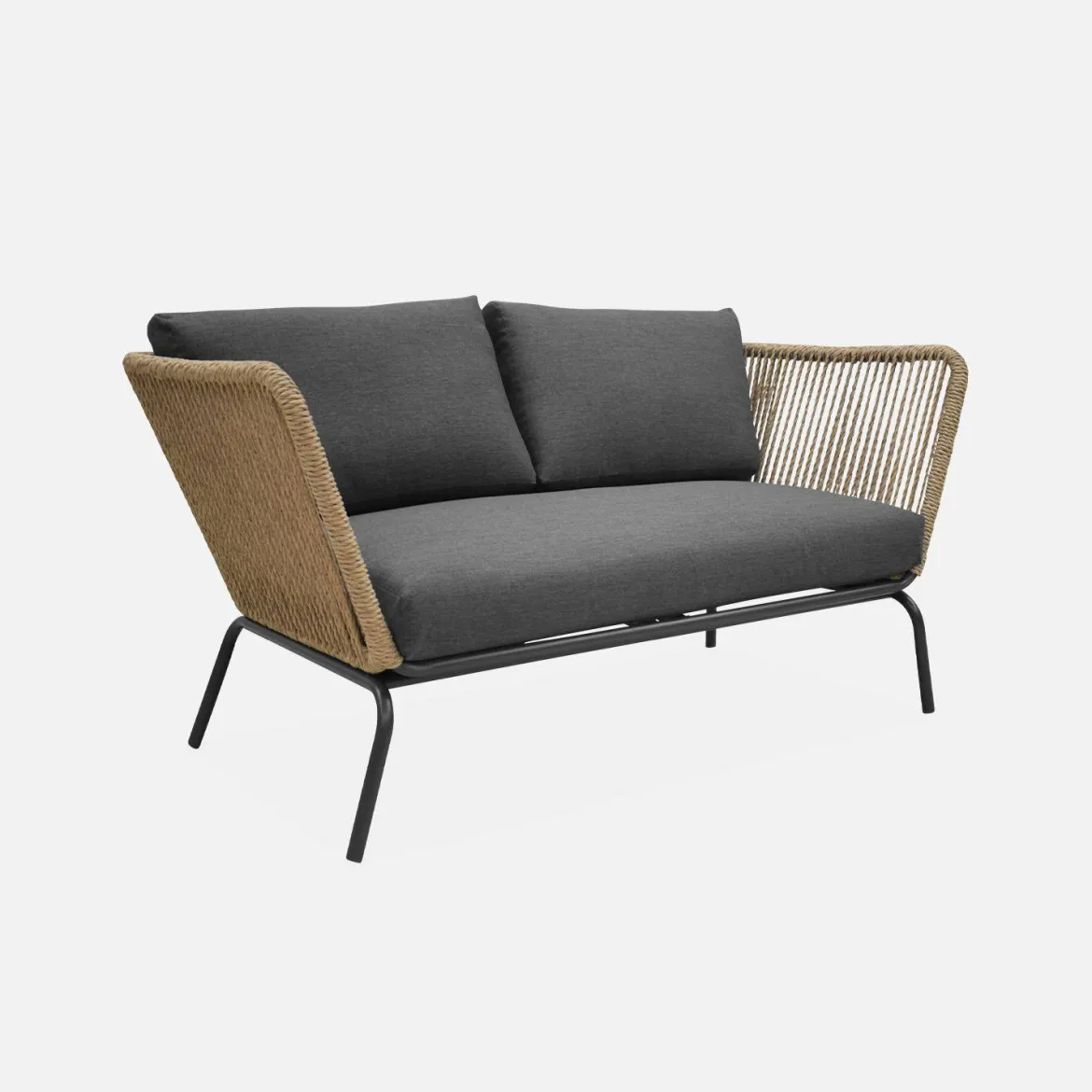 Salotto da giardino in resina intrecciata effetto rattan, 4 posti