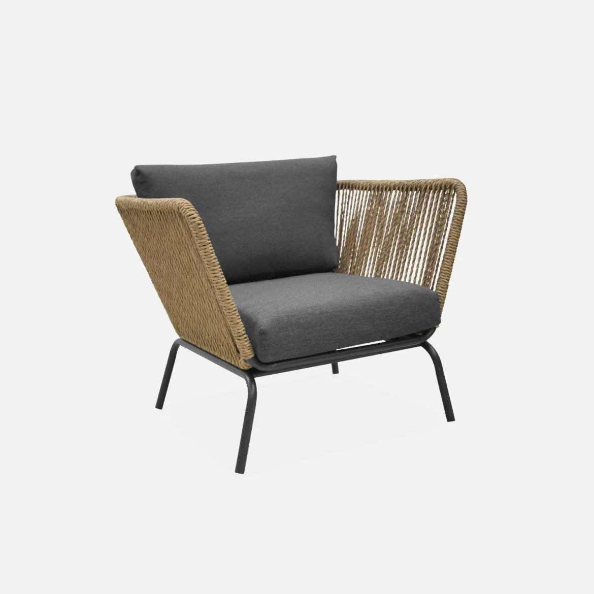Salotto da giardino in resina intrecciata effetto rattan, 4 posti