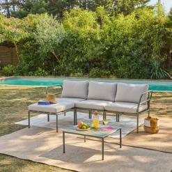 Salotto da giardino modulare in alluminio, 4 posti
