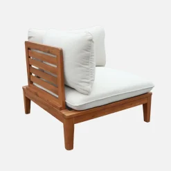 Salotto da giardino modulare in legno di acacia e bouclé, 3 posti
