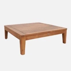 Salotto da giardino modulare in legno di acacia e bouclé, 3 posti