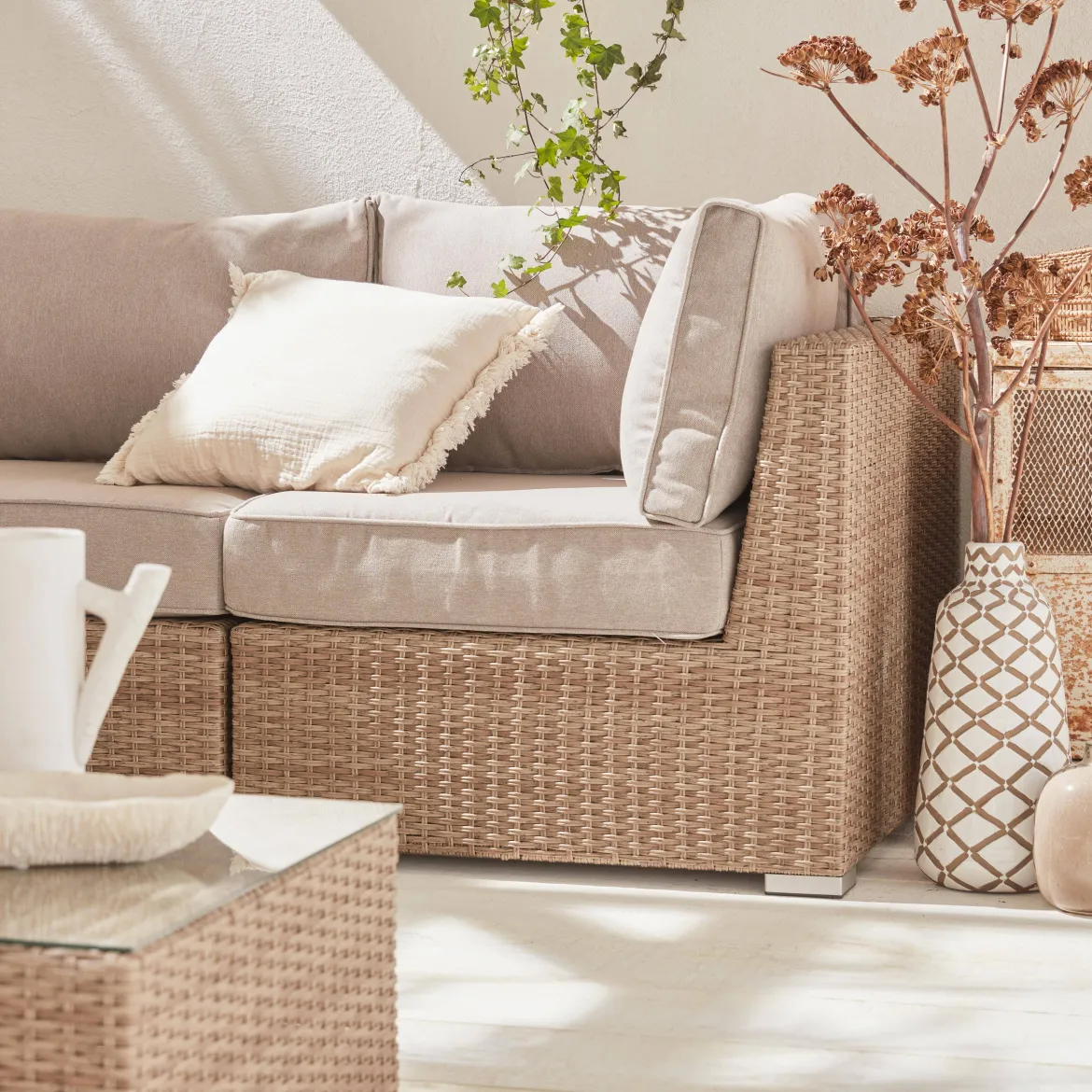 Salotto da giardino premium in resina intrecciata, 5 posti
