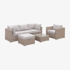 Salotto da giardino premium in resina intrecciata, 5 posti