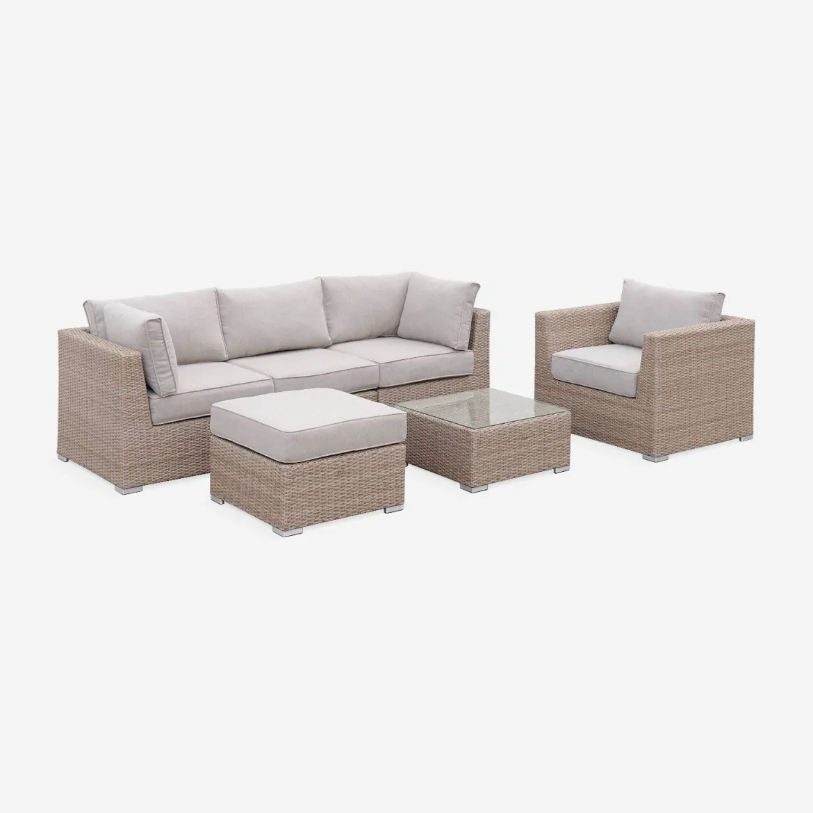 Salotto da giardino premium in resina intrecciata, 5 posti