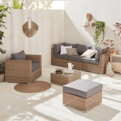 Salotto da giardino premium in resina intrecciata, 5 posti